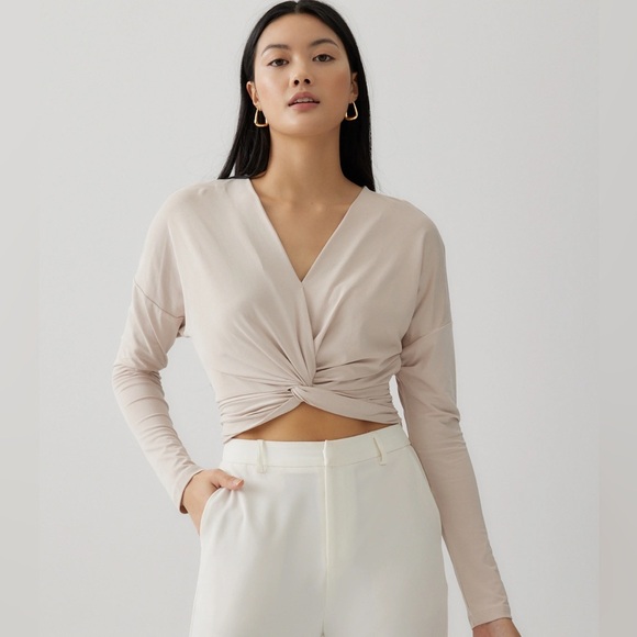 Love, Bonito Tops - Love, Bonito Rebekah Cupro Knotted Crop Top
